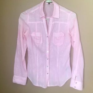 Express pink/silver button down long sleeve